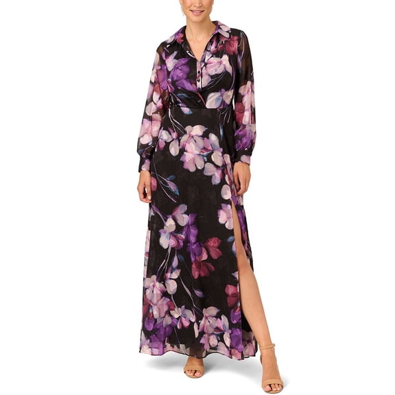 Adrianna Papell Women's Soft Printed Maxi Dress, 8,Polyester