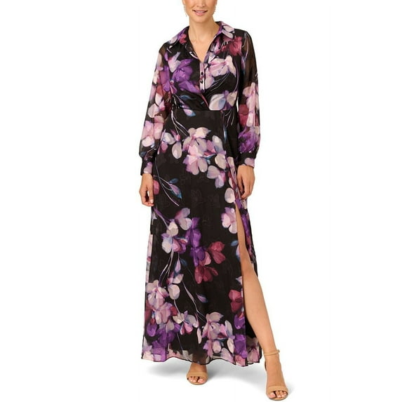 Adrianna Papell Women's Soft Printed Maxi Dress, 8,Polyester
