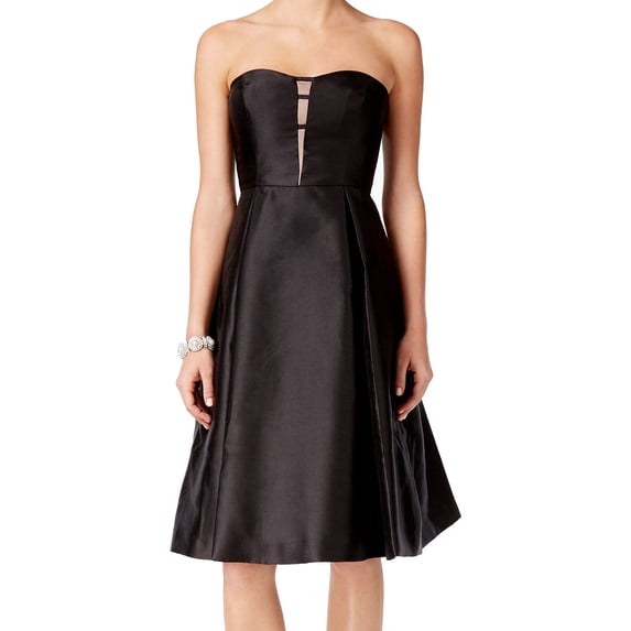 Adrianna Papell Women's Strapless Mikado Party Dress (4, Black)
