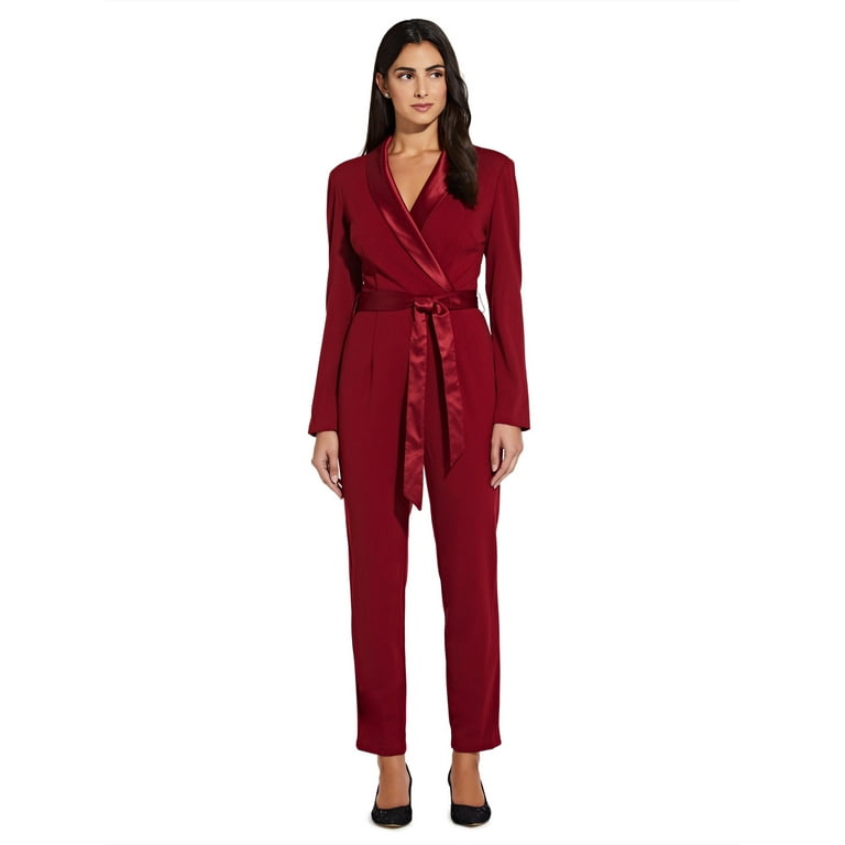 Adrianna Papell Women s Tuxedo Jumpsuit Red Size 2