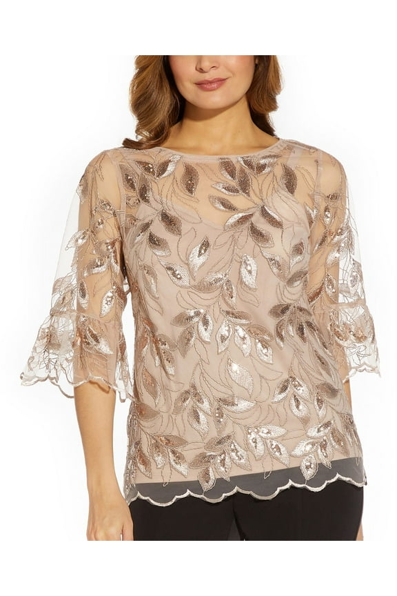 Womens Bell Sleeve Top, Beige/12