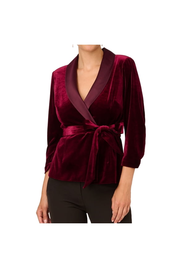 Womens Belted Blazer Jacket, Purple, 12