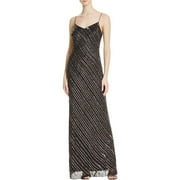 Adrianna Papell Womens Chiffon Beaded Evening Dress