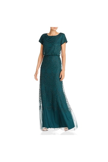 green emerald velvet dress Adrianna Papell Platinum 40401 main image 1