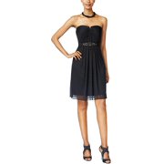 Adrianna Papell Womens Embellished Strapless Cocktail Dress