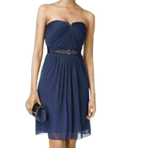 Adrianna Papell Womens Embellished Strapless Cocktail Dress