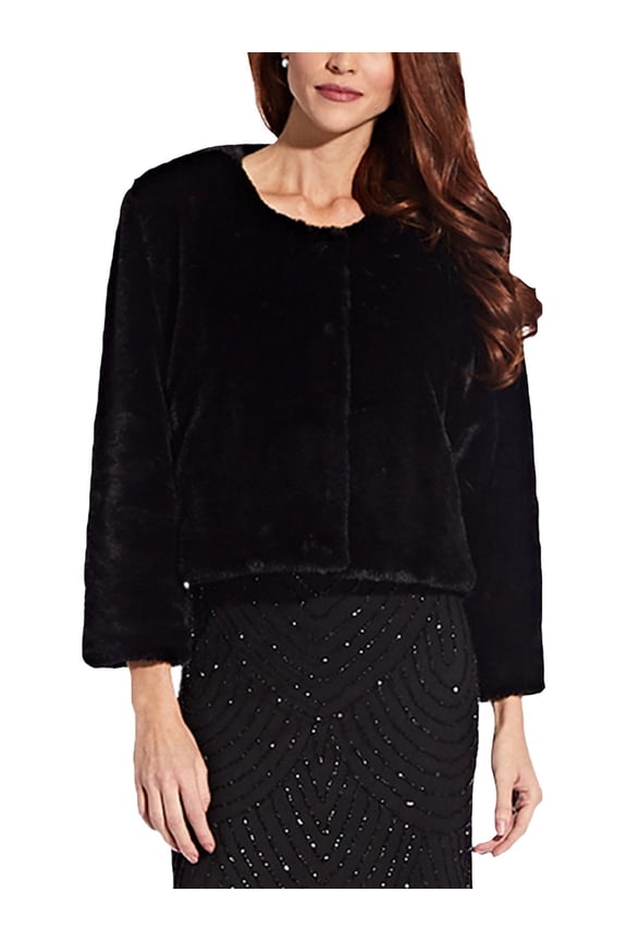 Womens Faux Fur Layering Shrug Black XS