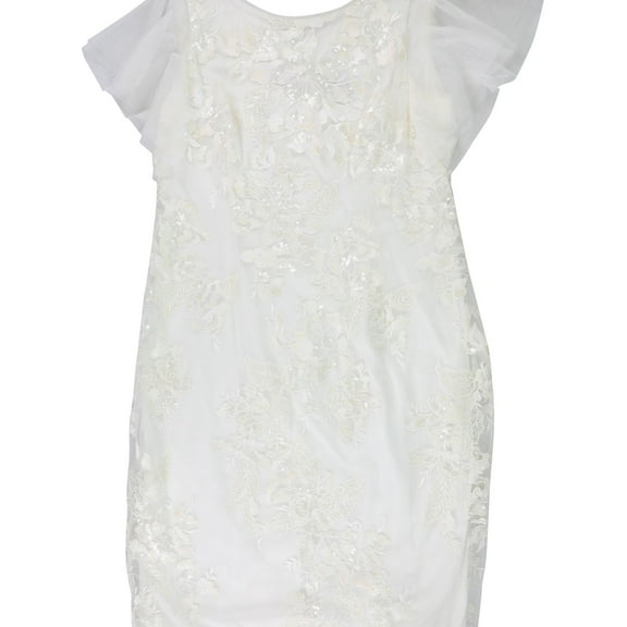 Adrianna Papell Womens Floral Midi Dress, Off-White, 16