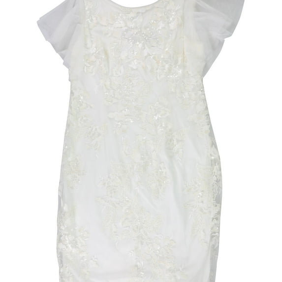 Adrianna Papell Womens Floral Midi Dress, Off-White, 16