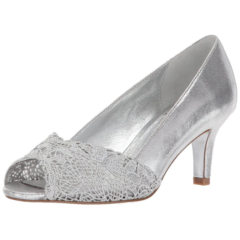 Adrianna Papell Womens JUDE Satin Peep Toe Classic Pumps Silver