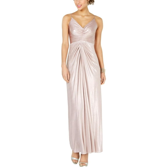 Adrianna Papell Womens Jersey Metallic Evening Dress