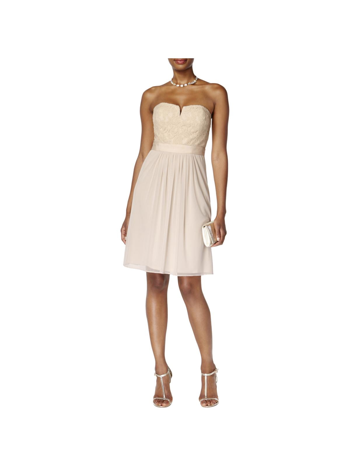 princess polly baby blue dress Adrianna Papell Womens Lace Strapless Cocktail Dress Beige 6