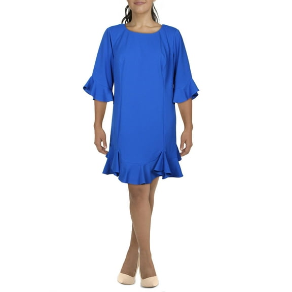 Adrianna Papell Womens Plus Ruffled Mini Cocktail and Party Dress Blue 20W