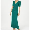 thumbnail image 1 of Adrianna Papell Womens Puff-Sleeve Ruched Gown Dress, Green, Petite, 4P, 1 of 1