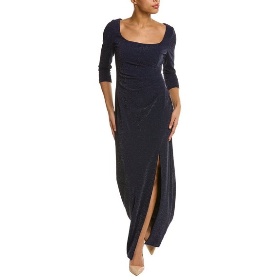 Adrianna Papell Womens Slim Column Maxi Dress, 16, Navy