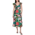 thumbnail image 1 of Adrianna Papell womens  3D Tropical Floral A-Line Midi Dress, 16, Black, 1 of 3