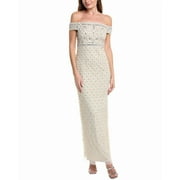 ADRIANNA PAPELL womens Bead Pearl Column Dress, 6, White