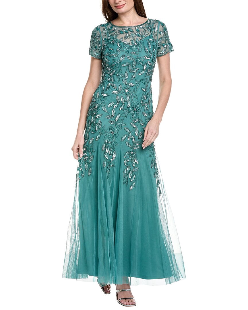 womens Bead & Sequin Maxi Dress, 2, Green