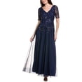 thumbnail image 1 of Adrianna Papell womens  Beaded Mesh Gown, 0, Navy, 1 of 3