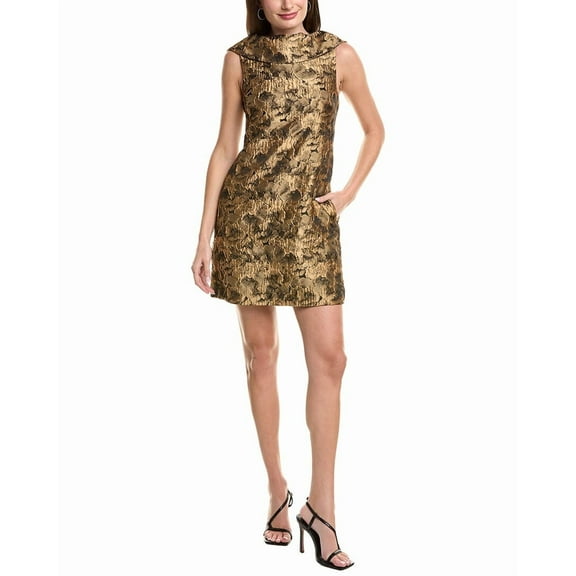 Adrianna Papell womens  Bias Collar Shift Dress, 12, Yellow