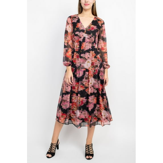 Adrianna Papell womens Chiffon Midi Dress, 0, Pink