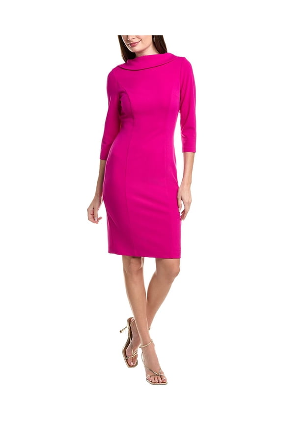 womens Crepe Midi Dress, 6, Pink
