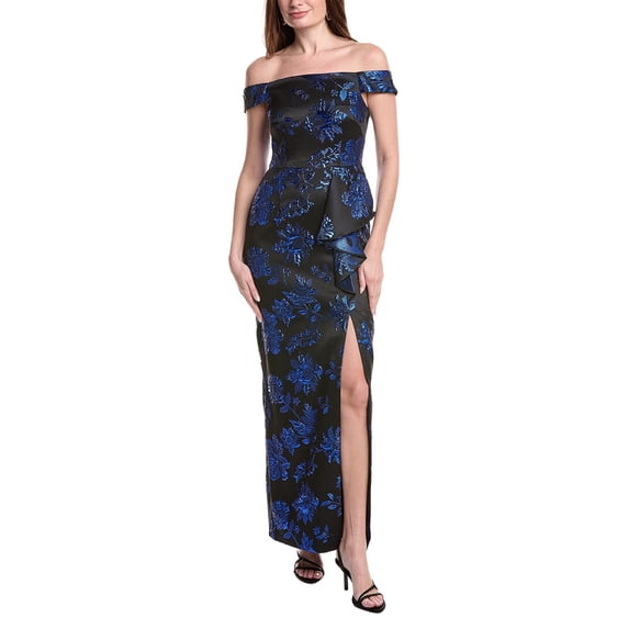 Adrianna Papell womens Draped Gown, 8, Black