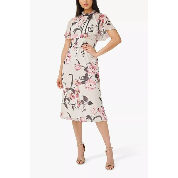 Adrianna Papell womens Fit & Flare Midi Dress, 8,Polyester,Flutter
