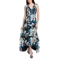 thumbnail image 1 of Adrianna Papell womens  Floral Chiffon High-Low Ruffle Gown, 18, Black, 1 of 3
