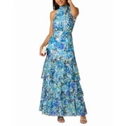 Adrianna Papell womens Glazed Printed Chiffon Long Gown, 2