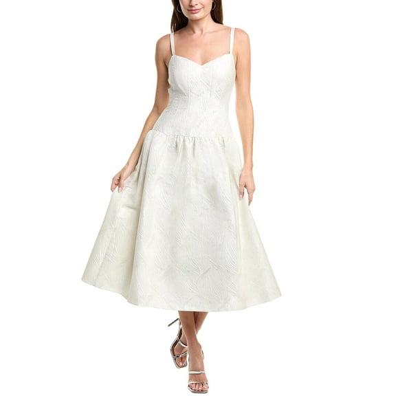Adrianna Papell womens  Jacquard Midi Dress, 4, White