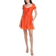 thumbnail image 1 of Adrianna Papell womens  Linen-Blend Mini Dress, 2, Orange, 1 of 3
