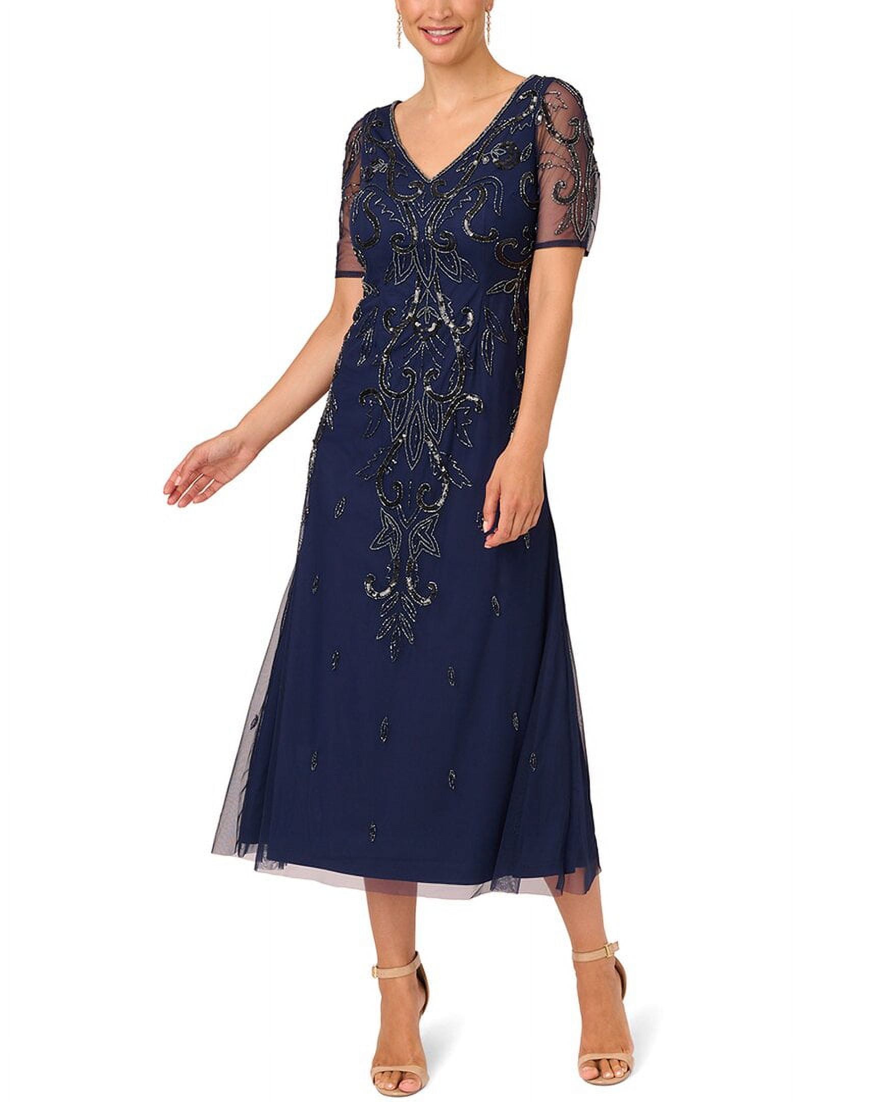 Adrianna Papell Mermaid Lace Midi Dress, 6 / Blue Adrianna Papell Mermaid Lace Midi Dress, 6 / Blue