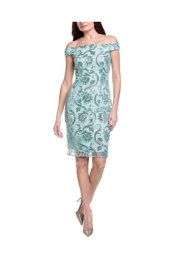 womens Off-Shoulder Sheath Dress, 2, Blue