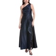 thumbnail image 1 of Adrianna Papell womens  One-Shoulder Mikado Draped Gown, 14, Blue, 1 of 4