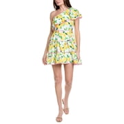 Adrianna Papell womens One-Shoulder Ruffle Mini Dress, 14, Yellow
