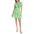 thumbnail image 1 of Adrianna Papell womens  Ruffle Collar Flounce Mini Dress, 10, Green, 1 of 3