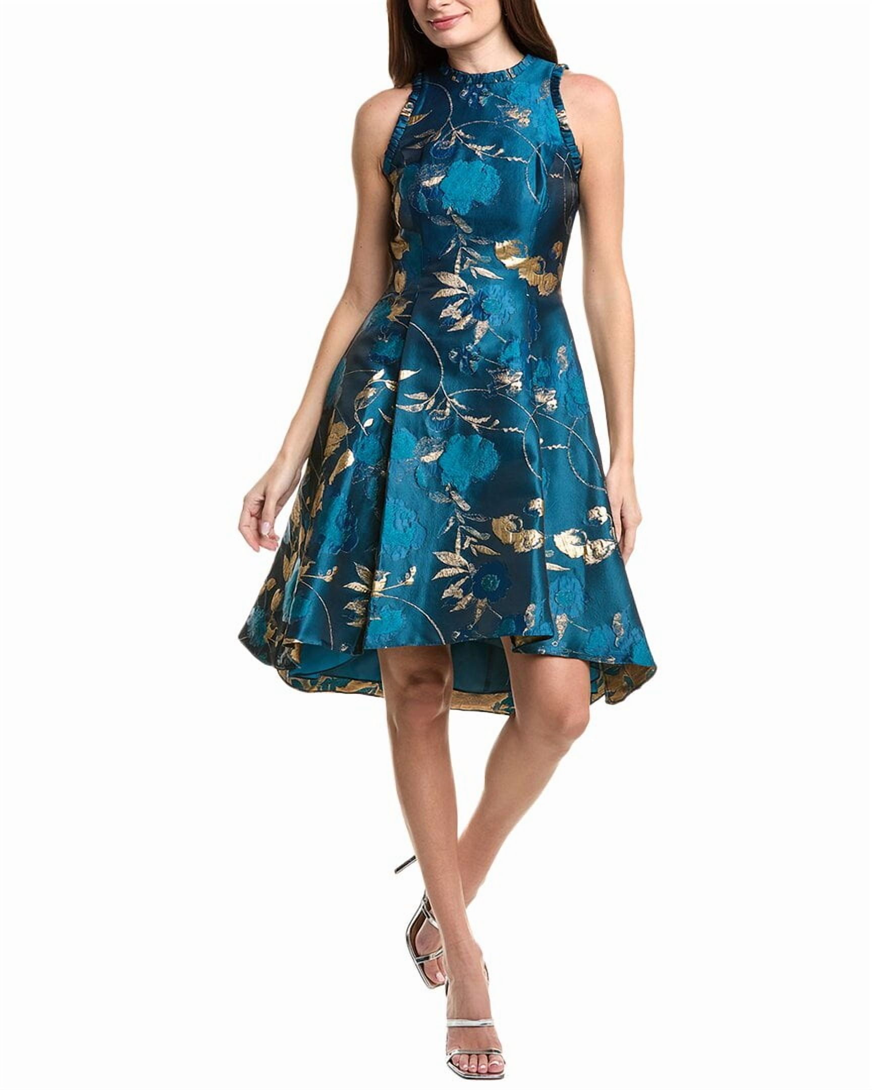 Adrianna Papell womens Ruffle Jacquard Dress, 14, Blue - Walmart.com Adrianna Papell womens Ruffle Jacquard Dress, 14, Blue - Walmart.com