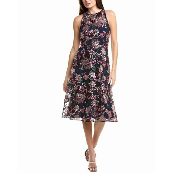 Adrianna Papell womens Sequin Tulle A-Line Dress, 12, Blue