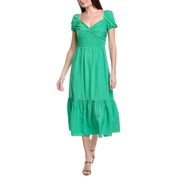 Adrianna Papell womens Short Sleeve Midi Dress, 6, Green