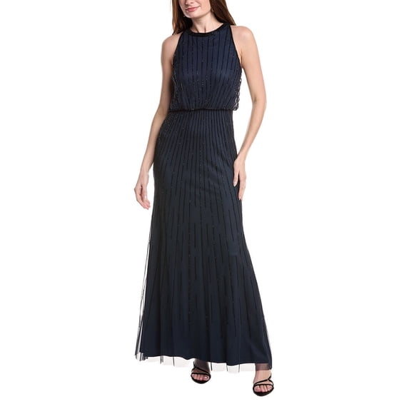 Adrianna Papell womens Sleeveless Solid Maxi Dress, 10, Navy