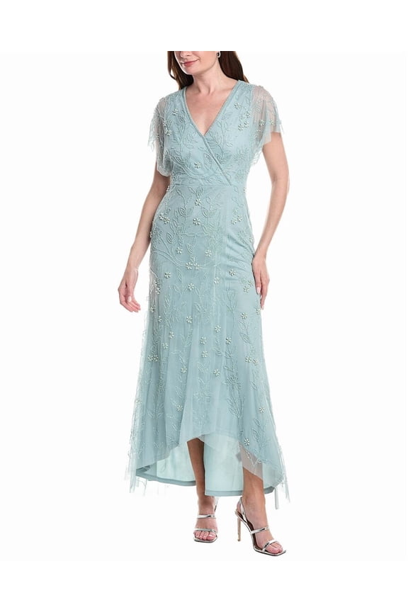 womens Surplice Bead Maxi Dress, 6, Blue