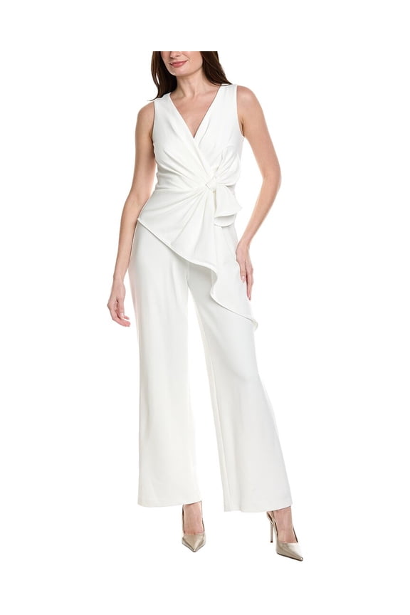 womens Surplice Jumpsuit, 8, White