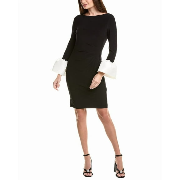 Adrianna Papell womens  Taffeta Cuff Mini Dress, 2, Black