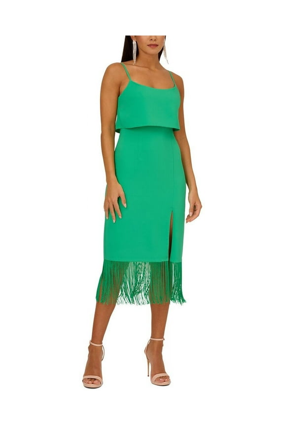 Adrianna by Adrianna Papell womens  Eve Crepe Midi Dress, 0, Green