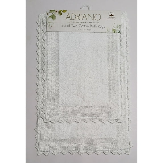 Adriano 2pc Cotton Bath Rug Set White