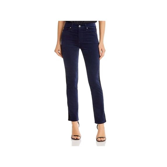 Adriano Goldschmied Womens Mari Velvet High Rise Straight Leg Jeans Blue 26