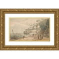 thumbnail image 1 of Adrianus Johannes Bik 14x10 Gold Ornate Wood Frame and Double Matted Museum Art Print Titled - View of a Settlement of the East Coast of Workai, Aru Islands, Southeast Moluccas (1824), 1 of 4