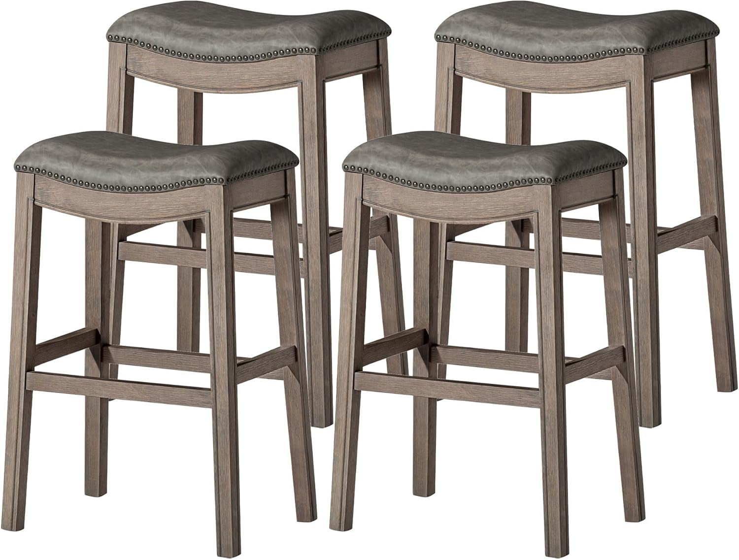 Nora 25" Upholstered Counter Stool, Solid Wood Frame, Faux
