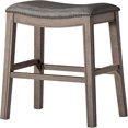 Adrien 26 Inch Counter Height Backless Saddle Barstool in Weathered Oak